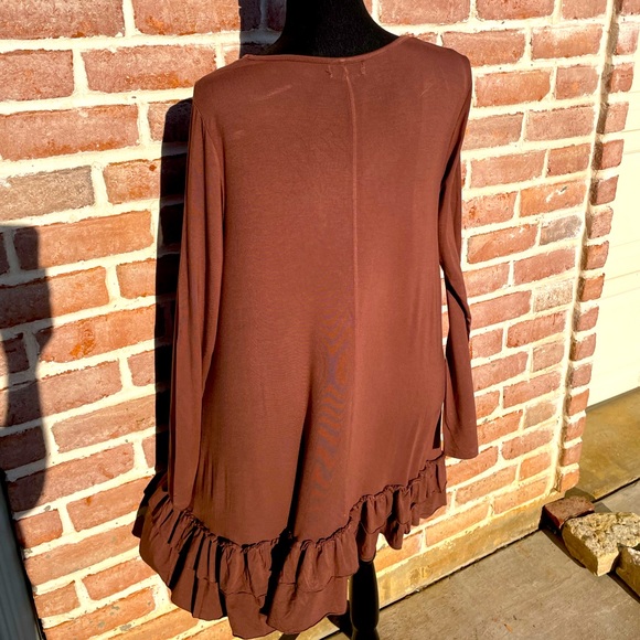 Piko, Brown, Tunic Top, Size L - Picture 2 of 3